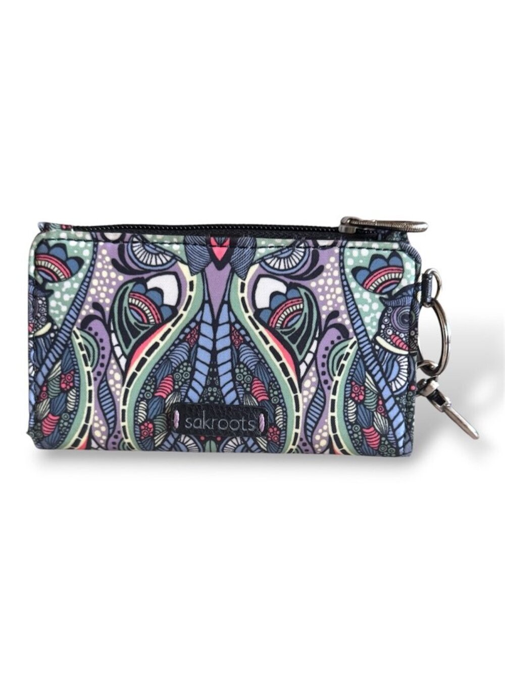 Sakroots Eco-Twill Encino Essential Wallet, Blue, teal, purple, salmon